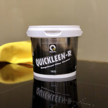 Load image into Gallery viewer, Quickleen-R Rangehood Filter Cleaner, a 1kg tub of cleaning powder. It's safe for use on aluminum, stainless steel, and cast iron surfaces and is HACCP approved for use in food preparation areas.