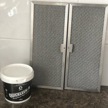 Load image into Gallery viewer, The image shows Quickleen-R Rangehood Filter Cleaner. It effectively removes heavy grease, grime, and odors from rangehood filters, grease trays, and open racks, suitable for both domestic and commercial use.